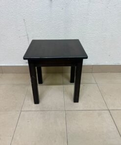 A small, square wooden side table with a dark brown or black finish, featuring four straight legs. - Image 7