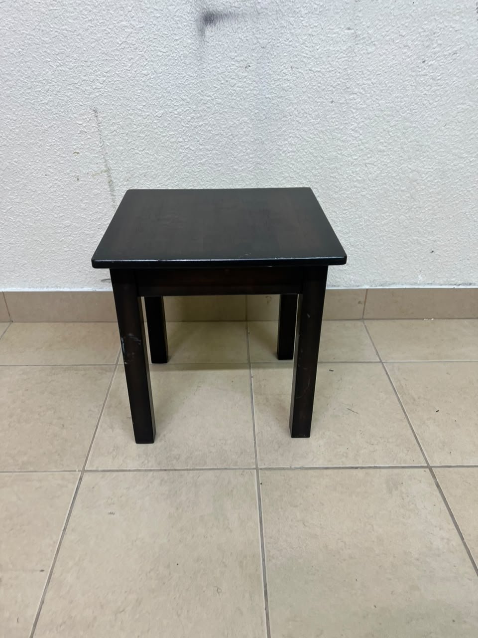 A small, square wooden side table with a dark brown or black finish, featuring four straight legs. - Image 7
