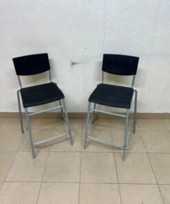 IKEA STIG bar stools, featuring a black seat and backrest with a grey metal frame. - Image 7