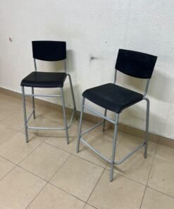 IKEA STIG bar stools, featuring a black seat and backrest with a grey metal frame. - Image 8