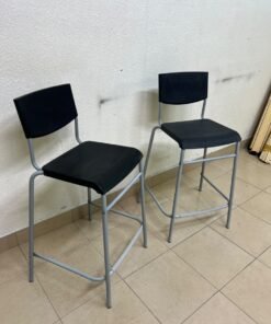 IKEA STIG bar stools, featuring a black seat and backrest with a grey metal frame. - Image 11