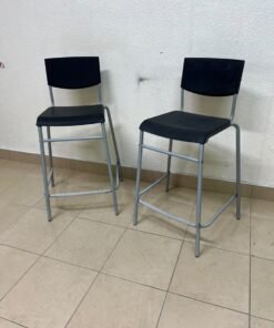 IKEA STIG bar stools, featuring a black seat and backrest with a grey metal frame. - Image 12