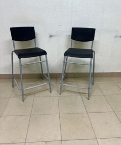 IKEA STIG bar stools, featuring a black seat and backrest with a grey metal frame. - Image 6