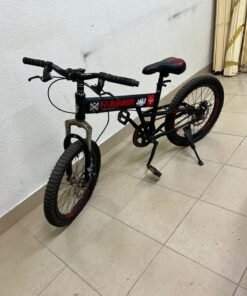 A 20-inch "Hummer"-branded mountain bike featuring a black and red color scheme; it appears to be equipped with a carbon steel or alloy frame, a front suspension system, and dual disc brakes. - Image 10