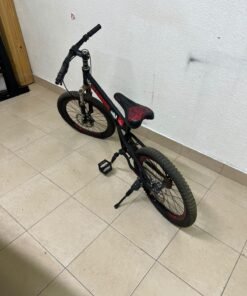 A 20-inch "Hummer"-branded mountain bike featuring a black and red color scheme; it appears to be equipped with a carbon steel or alloy frame, a front suspension system, and dual disc brakes. - Image 5