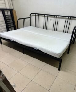 This is a black metal daybed that extends to convert into a double bed or a sofa; it closely resembles the IKEA FYRESDAL daybed frame (80x200 cm). - Image 14