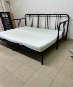 This is a black metal daybed that extends to convert into a double bed or a sofa; it closely resembles the IKEA FYRESDAL daybed frame (80x200 cm). - Image 12