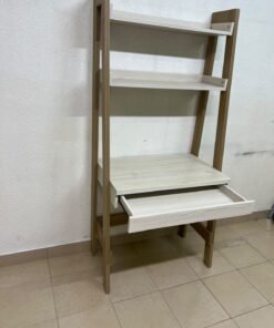A ladder-style desk unit featuring shelves and an upper drawer; crafted from engineered wood in a light wood and white finish, it is a practical, space-saving piece suitable for bedrooms or study corners. - Image 2