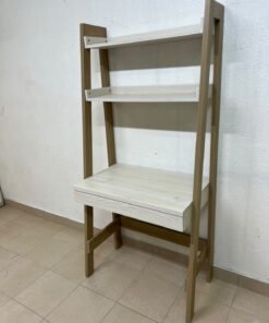 A ladder-style desk unit featuring shelves and an upper drawer; crafted from engineered wood in a light wood and white finish, it is a practical, space-saving piece suitable for bedrooms or study corners. - Image 11
