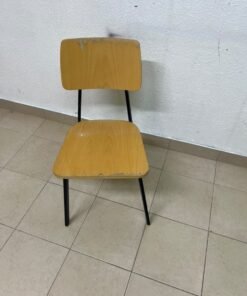 Classic school chair featuring a plywood seat and backrest, and a black metal frame. - Image 4