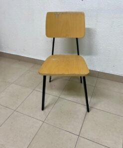 Classic school chair featuring a plywood seat and backrest, and a black metal frame. - Image 5