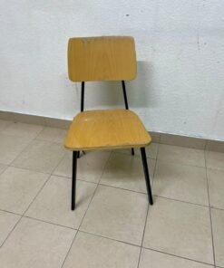 Classic school chair featuring a plywood seat and backrest, and a black metal frame. - Image 6