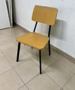 Classic school chair featuring a plywood seat and backrest, and a black metal frame. - Image 2