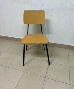 Classic school chair featuring a plywood seat and backrest, and a black metal frame. - Image 8