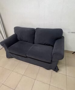 The IKEA EKTORP 2-seat sofa features a dark gray slipcover, a classic design, and comfortable, removable, and washable seat cushions. - Image 7