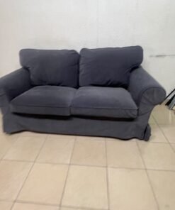 The IKEA EKTORP 2-seat sofa features a dark gray slipcover, a classic design, and comfortable, removable, and washable seat cushions. - Image 9