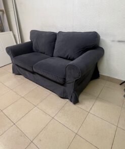 The IKEA EKTORP 2-seat sofa features a dark gray slipcover, a classic design, and comfortable, removable, and washable seat cushions. - Image 10