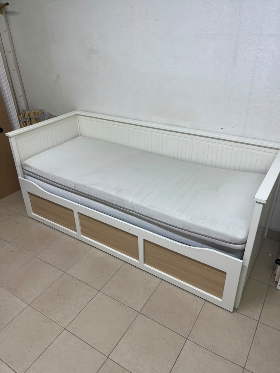 IKEA HEMNES daybed frame in white, featuring three built-in storage drawers. - Image 4