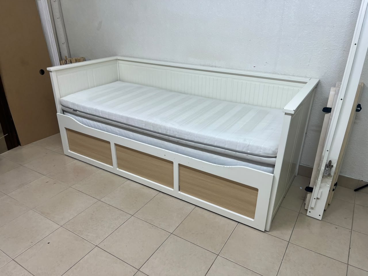 IKEA HEMNES daybed frame in white, featuring three built-in storage drawers. - Image 9