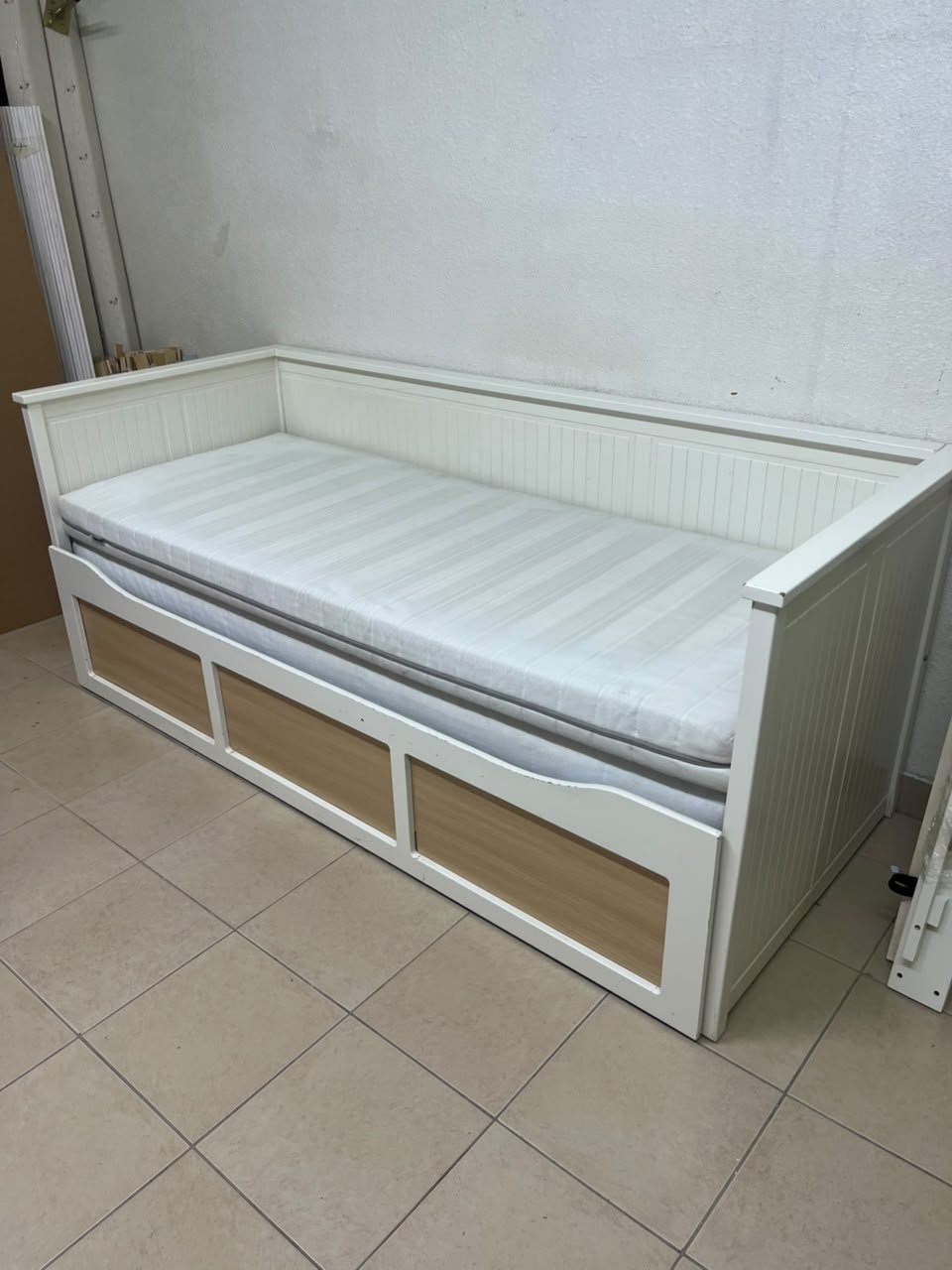 IKEA HEMNES daybed frame in white, featuring three built-in storage drawers. - Image 12