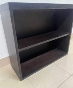 A wall-mounted, open-style bookcase featuring two shelves and a sleek rectangular design, crafted from wood in a dark brown or "espresso" finish. - Image 7