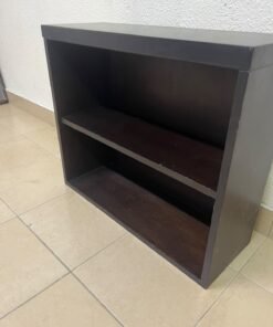 A wall-mounted, open-style bookcase featuring two shelves and a sleek rectangular design, crafted from wood in a dark brown or "espresso" finish. - Image 2