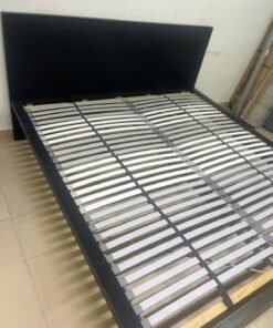Black IKEA bed with a white "Silentnight Starlight" mattress. - Image 4