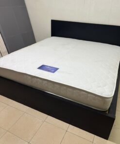 Black IKEA bed with a white "Silentnight Starlight" mattress. - Image 5