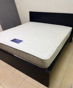 Black IKEA bed with a white "Silentnight Starlight" mattress. - Image 8