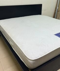Black IKEA bed with a white "Silentnight Starlight" mattress. - Image 10