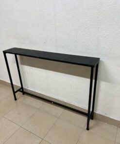 A console or sofa table—narrow and sleek—featuring a black metal frame and a rectangular top. - Image 3