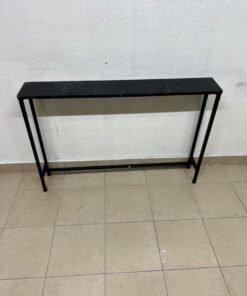 A console or sofa table—narrow and sleek—featuring a black metal frame and a rectangular top. - Image 4