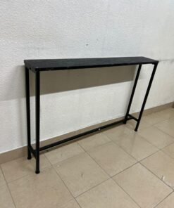 A console or sofa table—narrow and sleek—featuring a black metal frame and a rectangular top. - Image 6