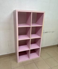 IKEA KALLAX shelving unit in pink, featuring a modular, 8-compartment cube design. - Image 4