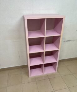 IKEA KALLAX shelving unit in pink, featuring a modular, 8-compartment cube design. - Image 5