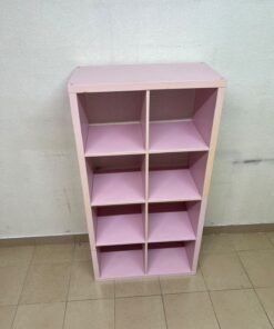IKEA KALLAX shelving unit in pink, featuring a modular, 8-compartment cube design. - Image 7
