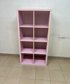IKEA KALLAX shelving unit in pink, featuring a modular, 8-compartment cube design. - Image 2
