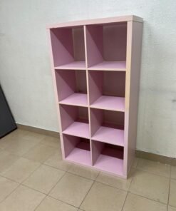 IKEA KALLAX shelving unit in pink, featuring a modular, 8-compartment cube design. - Image 3