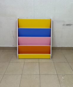 Colorful children's bookshelf with a multi-tiered wooden design. - Image 2