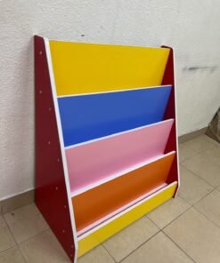 Colorful children's bookshelf with a multi-tiered wooden design. - Image 7