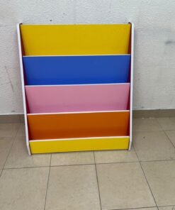 Colorful children's bookshelf with a multi-tiered wooden design. - Image 10