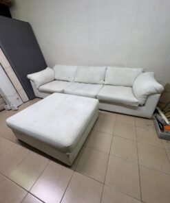 A modular white "Cloud-style" sectional sofa with a matching large ottoman, similar in design to options available at Danube Home. - Image 6