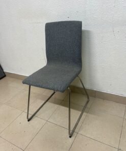 The IKEA LILLÅNÄS chair, featuring a sleek cantilevered steel frame with a chrome-plated finish and upholstery in dark grey Gunnared fabric. - Image 8