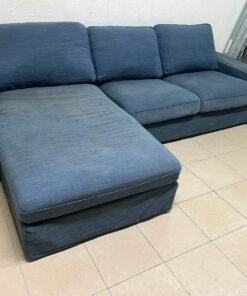 IKEA "KIVIK" sectional sofa, featuring a textured blue fabric. - Image 8