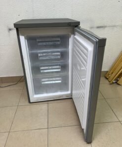 Bompani small single-door upright freezer (Model BUF245S), featuring a silver finish, compact design, and a capacity of approximately 85 to 92 liters. - Image 2