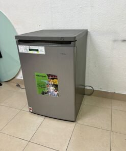 Bompani small single-door upright freezer (Model BUF245S), featuring a silver finish, compact design, and a capacity of approximately 85 to 92 liters.