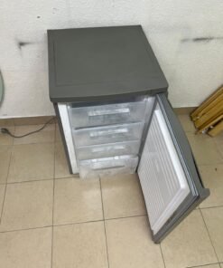 Bompani small single-door upright freezer (Model BUF245S), featuring a silver finish, compact design, and a capacity of approximately 85 to 92 liters. - Image 9