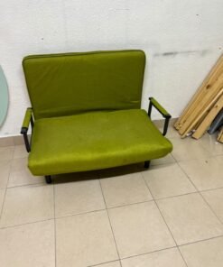 A multifunctional, foldable green sofa bed featuring black metal armrests and an adjustable backrest. - Image 10