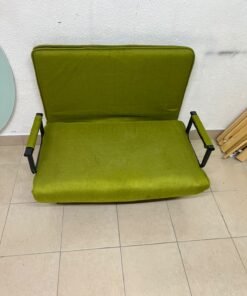 A multifunctional, foldable green sofa bed featuring black metal armrests and an adjustable backrest. - Image 4