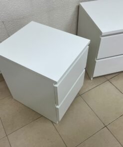 Two side tables (nightstands) with two drawers, featuring a white design similar to the famous IKEA MALM style. - Image 9